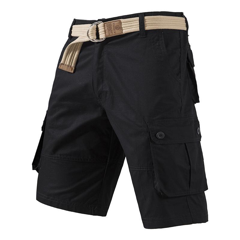 Men's Cotton Cargo Shorts, Multi-Pocket Relaxed Fit Knee-Length Casual Pants for Summer Outdoor Daily Wear