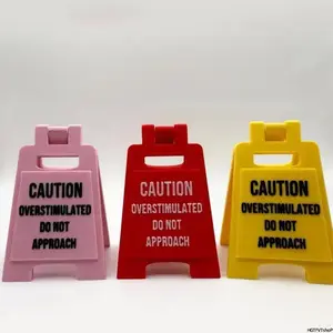 2026 New 1pc "Caution Overstimulated - Do Not Approach" Desk Sign, Funny Novelty Table Ornament, Humorous Home & Office Decor, Hilarious Small Gift for Friends & Coworkers