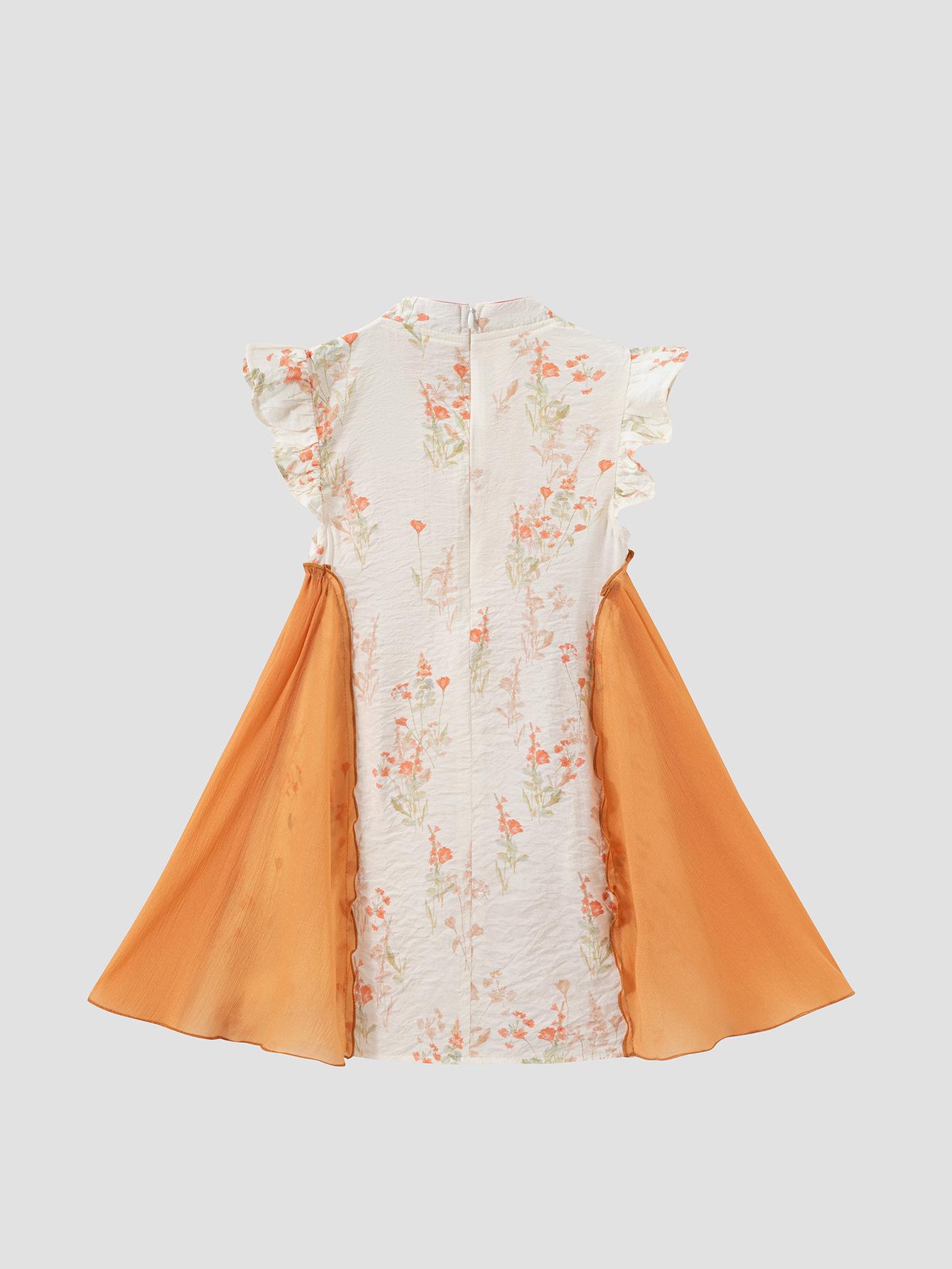 NewNew Cheongsam Dress for Girls Chinese Style Sleeveless Vest with Delicate Flutter Sleeves & Traditional Knot Buttons Ideal for Outdoor Events Festival Shows