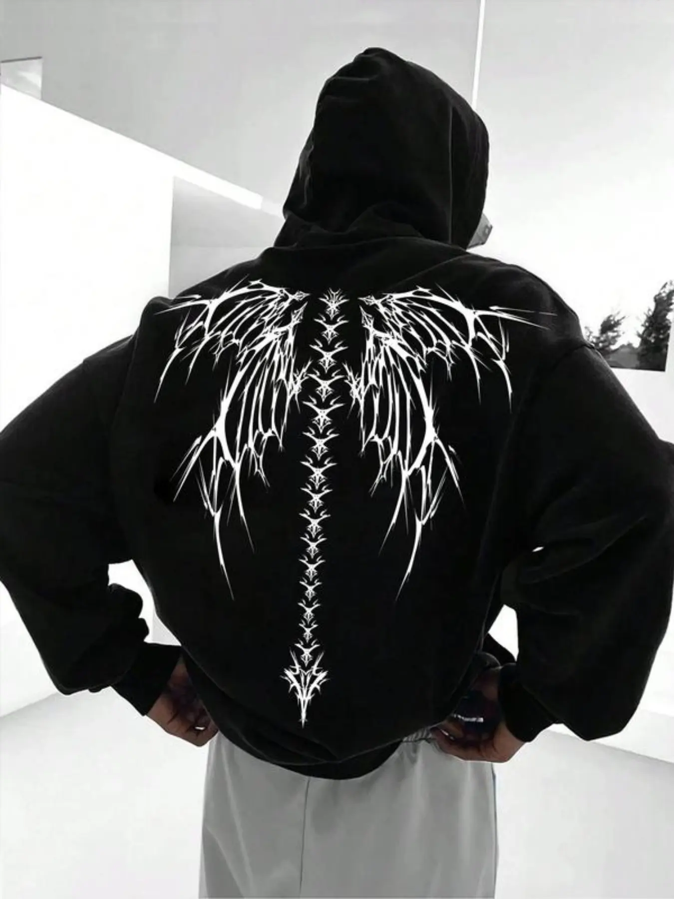 Cyber Sigilism Fallen Angel Wings Hoodie | Opium Core Aesthetic 