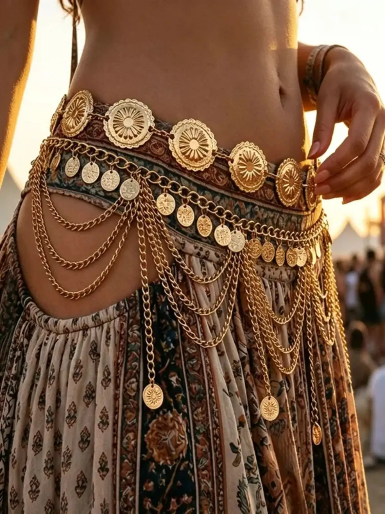 Vintage Round Badge Fringe Waist Chain, Transform Into an Exotic Chic Girl, Stylish Accessory for Fashionistas, Unique Jewelry Piece