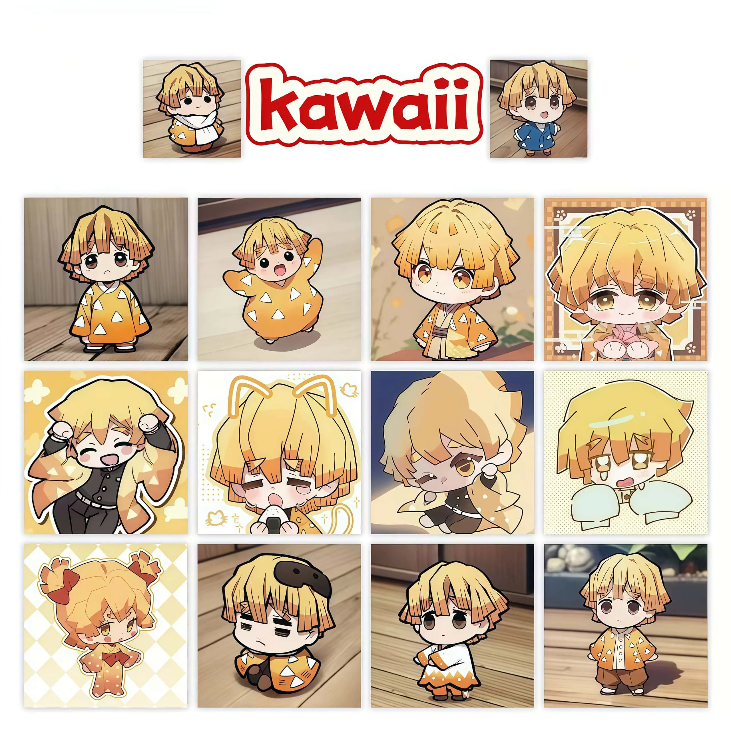 500Pcs Demon Slayer Zenitsu Agatsuma Chibi Sticker Roll, Cute Multi-Expression Anime Decals for DIY, Planner & Gift Decor