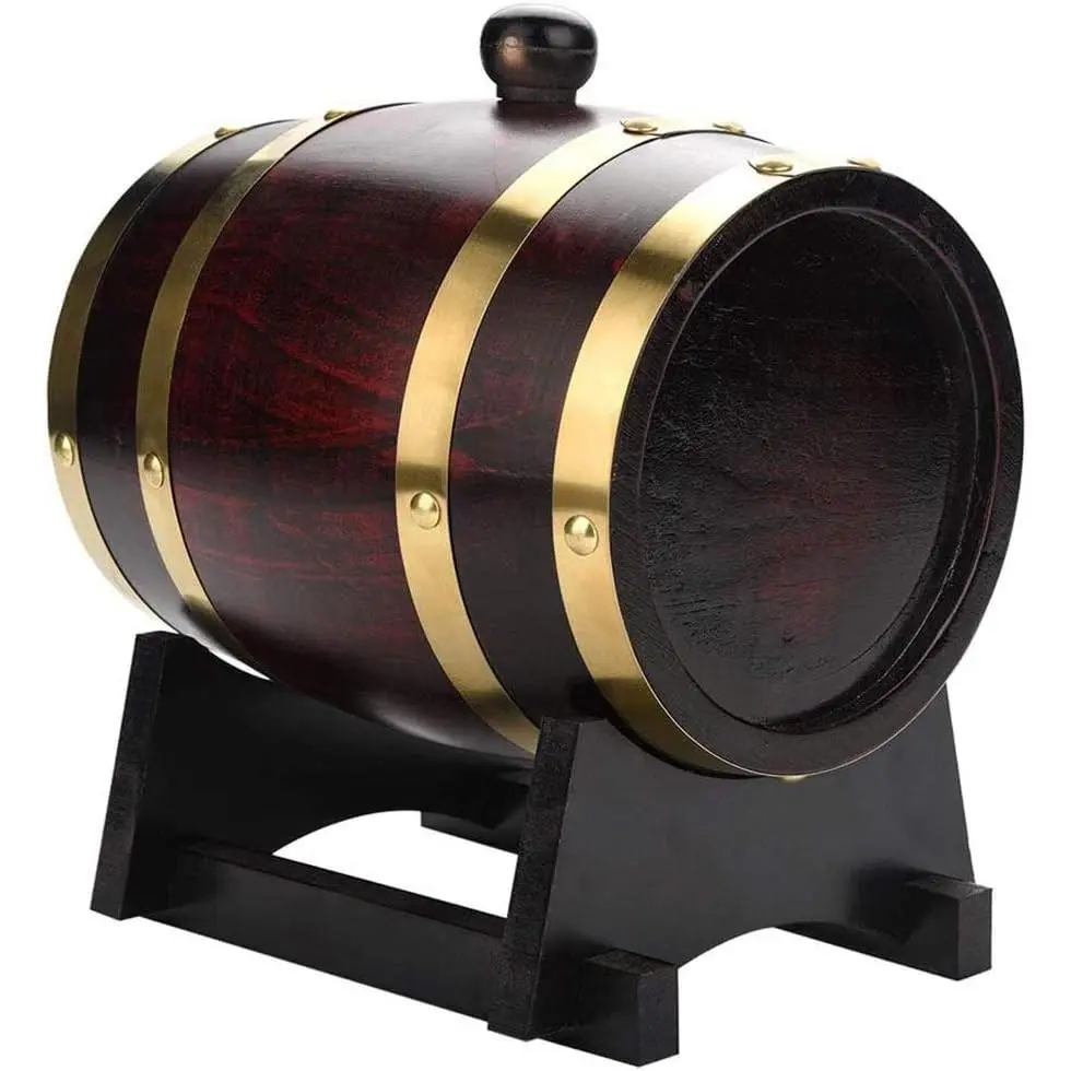 1.5L Oak Aging with Wood Stand, Bung & Spigot Mini Whiskey Barrels for The Home Alcohol Distiller, & Winemaker - Age Cocktails, Bourbon, Whisky, Tequila, Rum, Wine