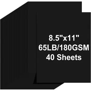 8.5 X 11 Black Card Stock, 40 Sheets 65lb/180gsm Cardstock Printer Paper For Art, Painting, Invitations, DIY Cards, Craft, Construction, School & Office Supplies