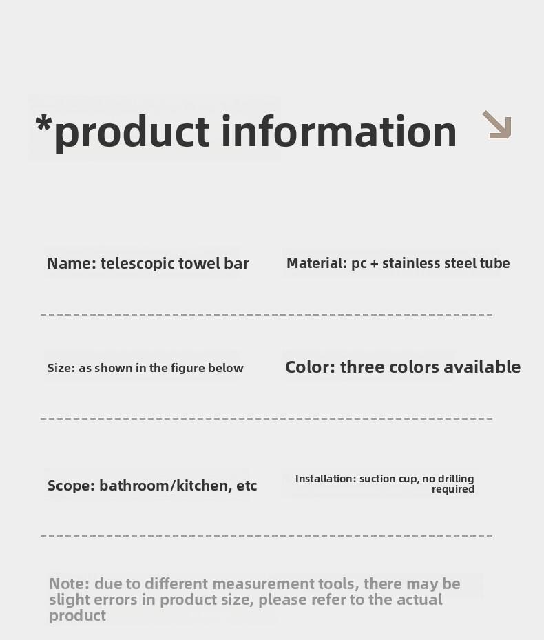 Stainless Steel No-Drill Suction Cup Towel Rack - Adjustable Bathroom Kitchen Storage Organizer