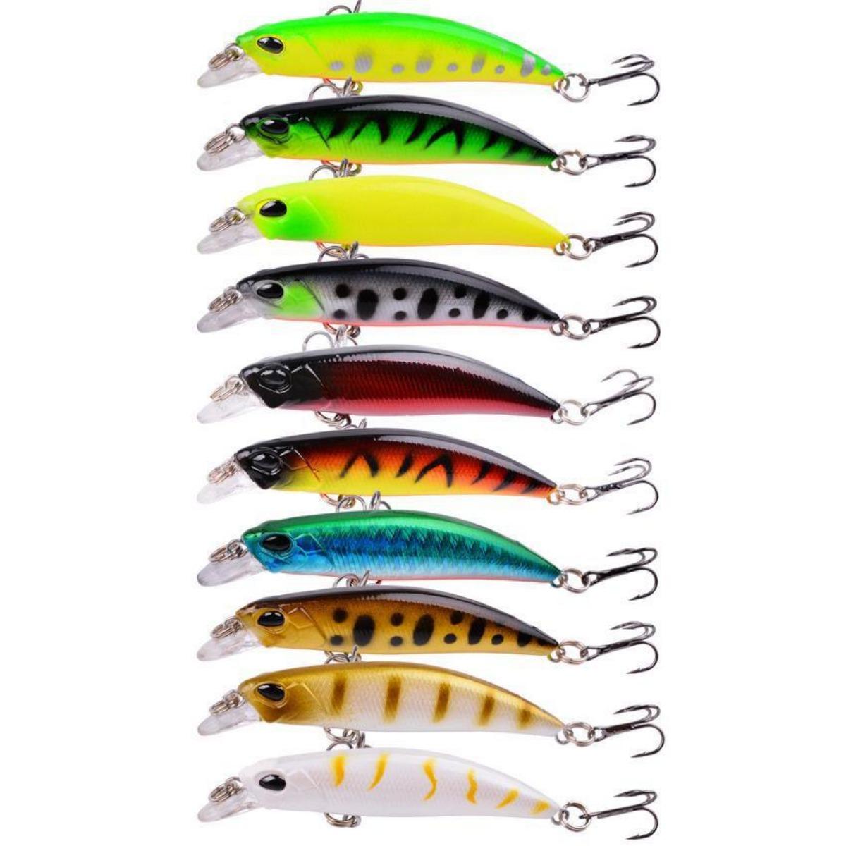10pcs Minnow Fishing Lures 0.14oz/2.68in Mini Crankbait Wobbler Perch Isca Artificial Hard Bait Pike Carp Bass Floating Swimbait Pesca