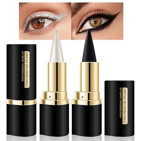 2pcs Black Gel Eyeliner Pencil, eyeshadow natural black eyeliner cream waterproof smudge proof, eye liner black smoky eyeshadow palette stick crayon, Goth Halloween Makeup, Lipliner Flawless - Smooth, Multicolor, Gift, Cosmetic