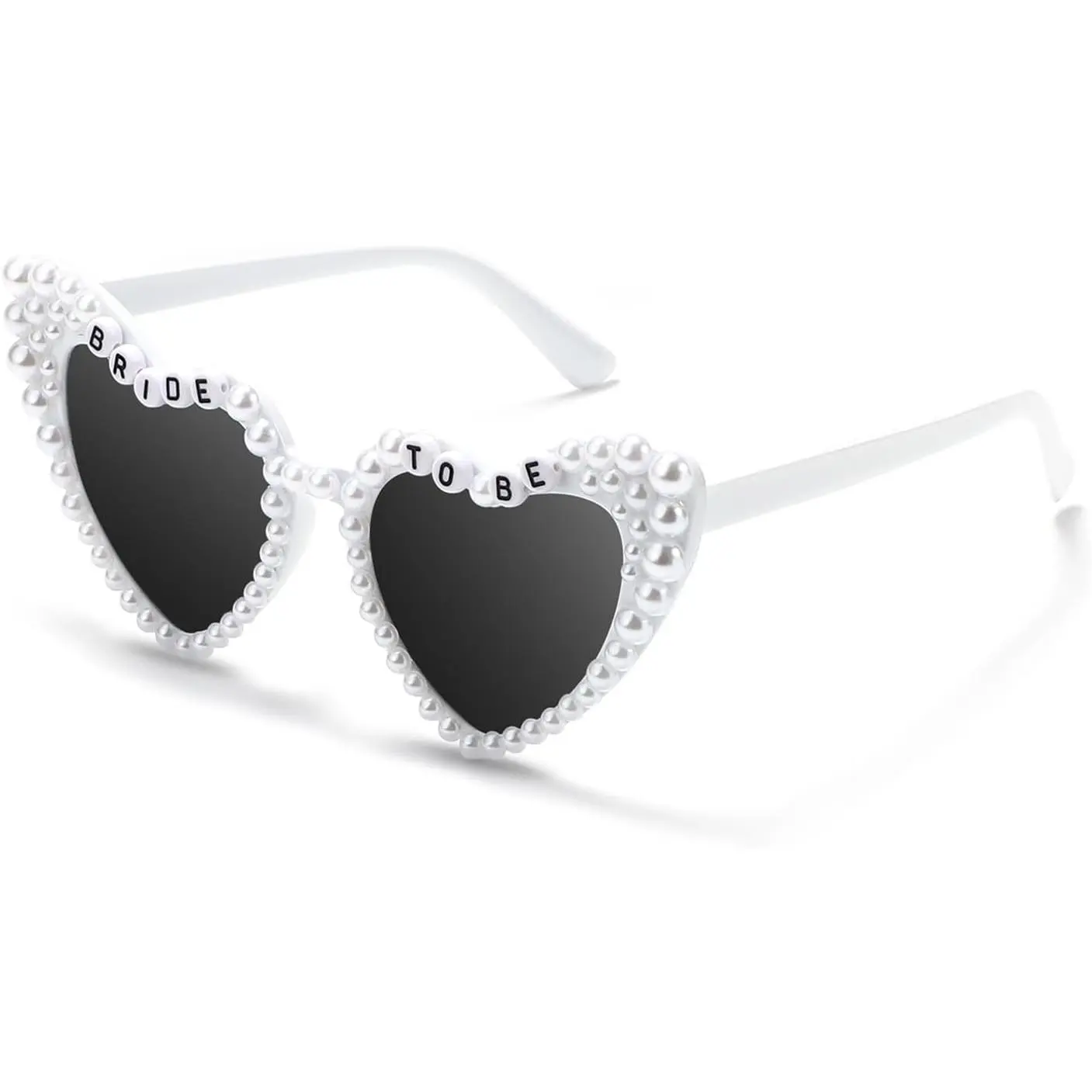 Women's Retro-Modern Heart-Shaped UV Protection Sunglasses with Crystal Trim - Lightweight Plastic Frame, Bachelorette Party Gifts for Bride-to-Be