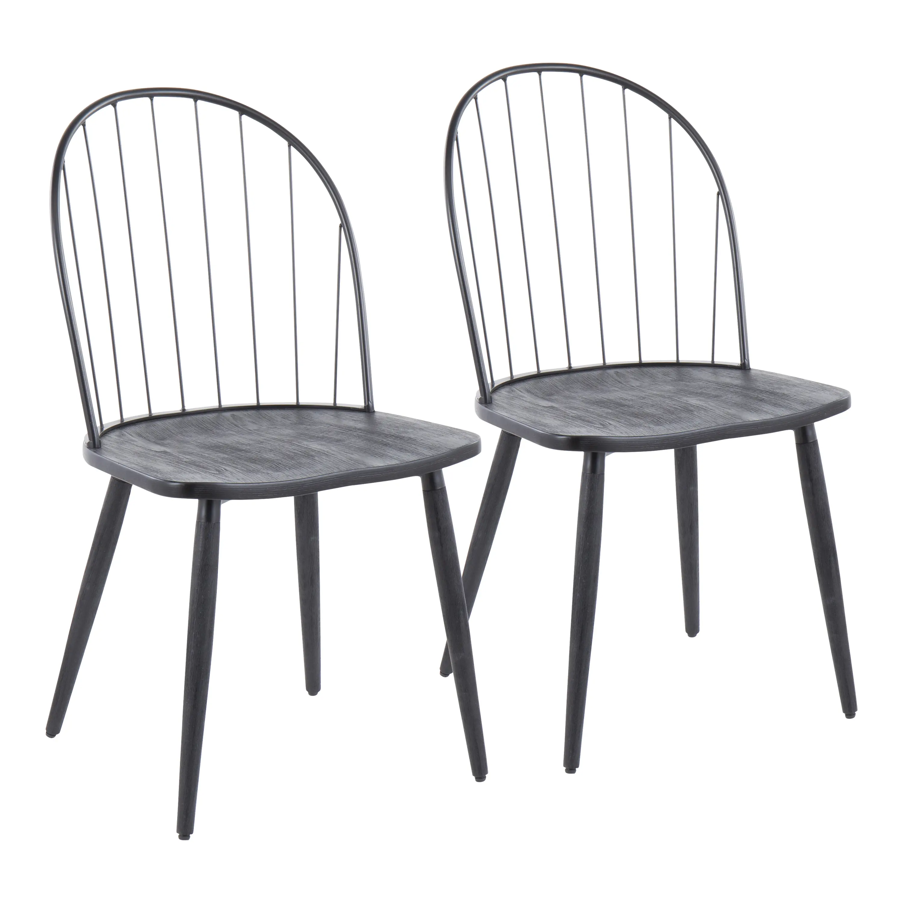 ARCH High Back Armless Dining Chairs Set of 2, Modern Kitchen Chairs with Black Metal Frame and Black Wood Seat, Sturdy Indoor Seating for Dining Room, Living Room, Cafe, Restaurant, Commercial Use, Dining Room Chairs for Kitchen, Dining Room