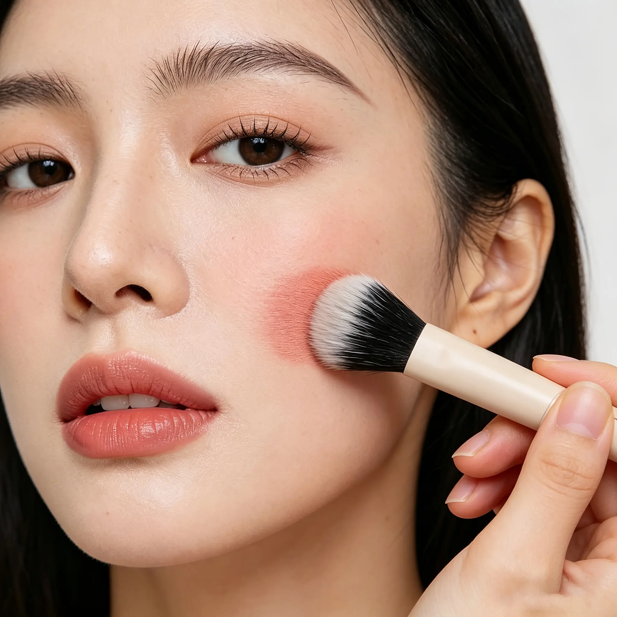 Dual-Ended Makeup Brush - Angled Contour and Flat Foundation Brush, Multi-Functional Foundation Brush, Blush Brush, Sickle Contour and Concealer Brush, Dual-Ended Flat Foundation Brush, Suitable for BB Cream, Liquid Foundation, Seamless Blending