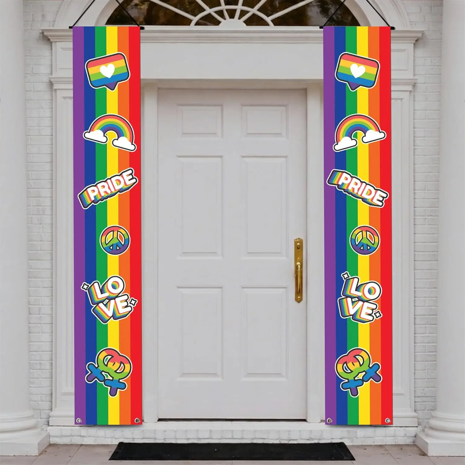 Pride Door Banner -  Pride Porch Banner for Happy Pride Decorations, Pride Month Decorations | Door Cover for Rainbow Party Decorations, Front Door Decor | Gay Outdoor Decor