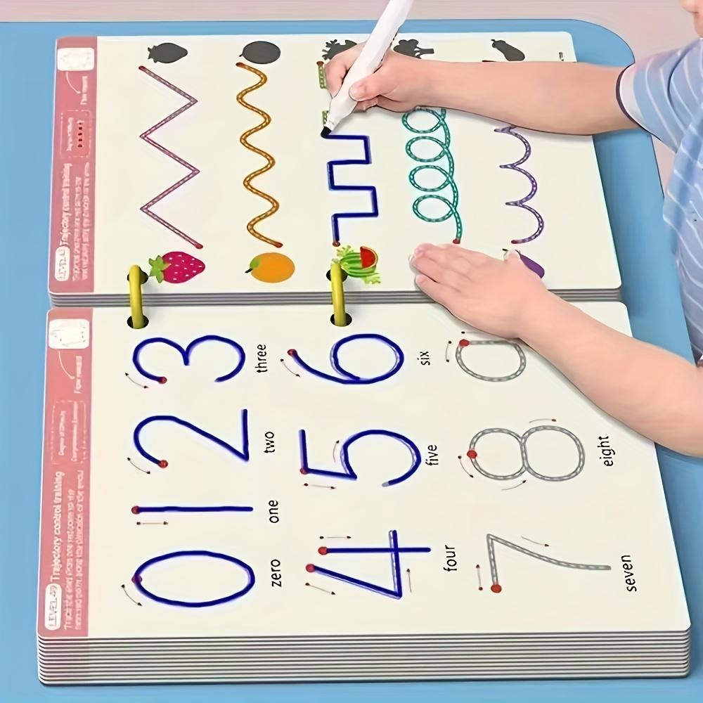 32-Page Reusable Educational Workbook for Kids, Erasable Writing Board, Durable Paper Material for Ages 3-6 Learning Activities, Learning Materials