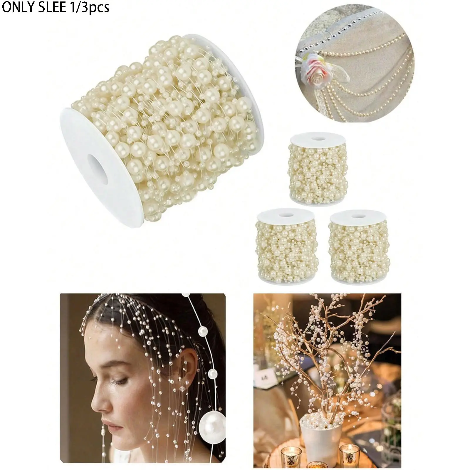 Wedding Super Shiny Milky Starry Night Beaded Fishing Line Chain, Pearl Jewelry, Bridal Headpiece, Bouquet Decoration, Party Decorations