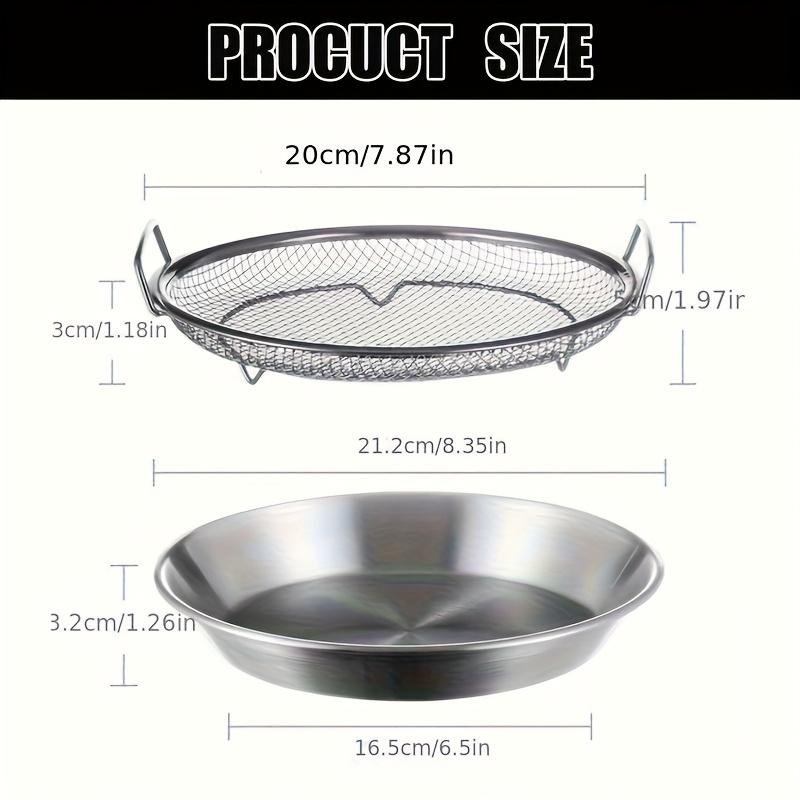 Stainless Steel Heavy-Duty Frying & Oil-Draining Rack with Tray - Foldable Round Metal Mesh Basket, Kitchen Gadgets, Oil-Draining Plate, Frying-Resistant, Vegetable-Washing Compatible, Dishwasher-Safe (Fits Multiple Models)