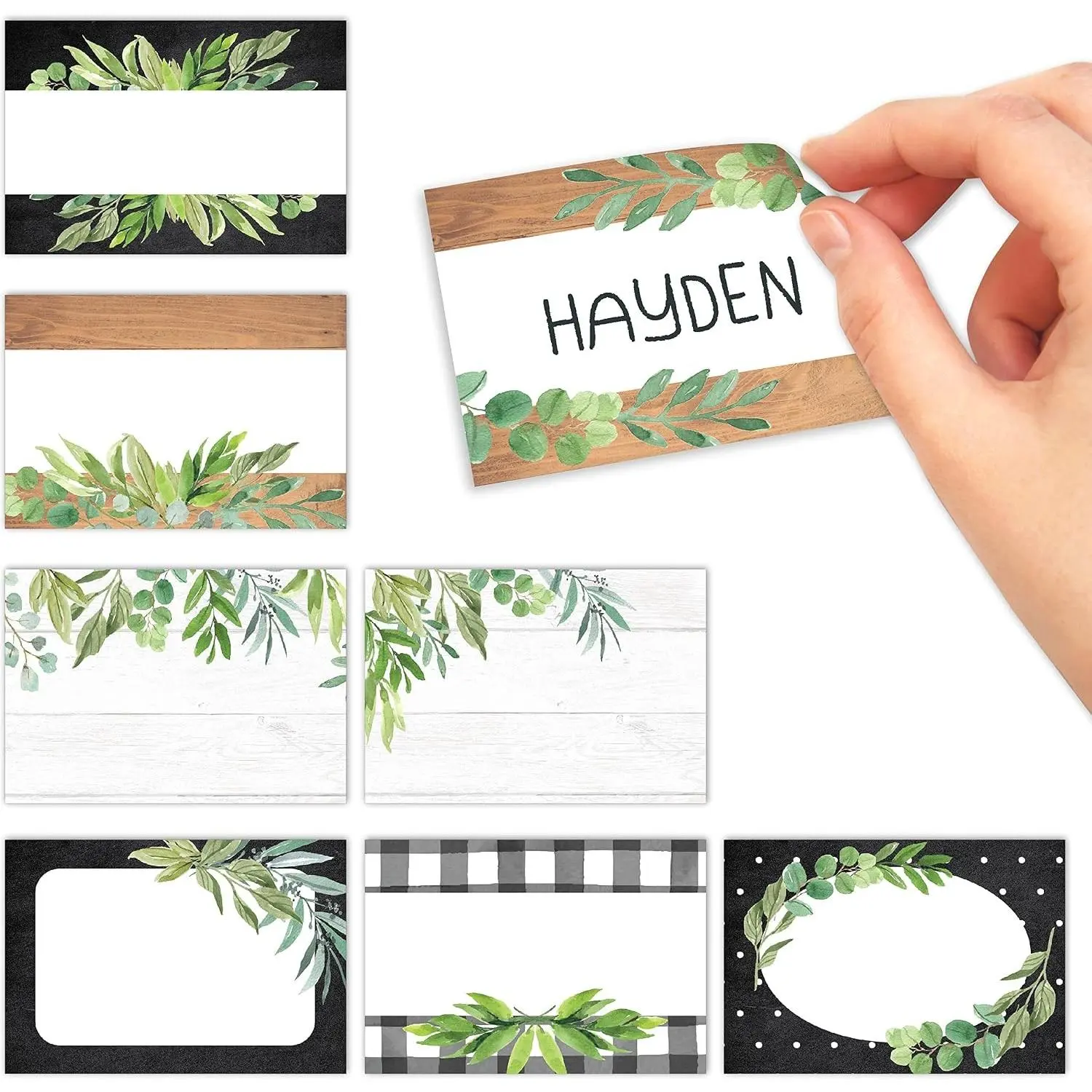 56 Pack Self-Adhesive Name Tag Stickers for Classroom Décor, Cubby & Locker Labels, Farmhouse Style Tags for Kids, Parties, Events & Back to School Supplies