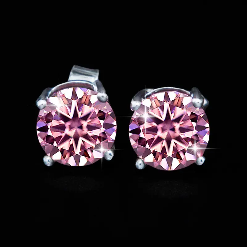 Women's Premium S925 Sterling Silver D-Color 1 Carat Synthetic Moissanite Stud Earrings - Female, Male, Adult Gemstone Jewelry Accessories, Adults, Everyday Wear, Classical, Vvs Grade, 1 Carat + 1 Carat (Moissanite)