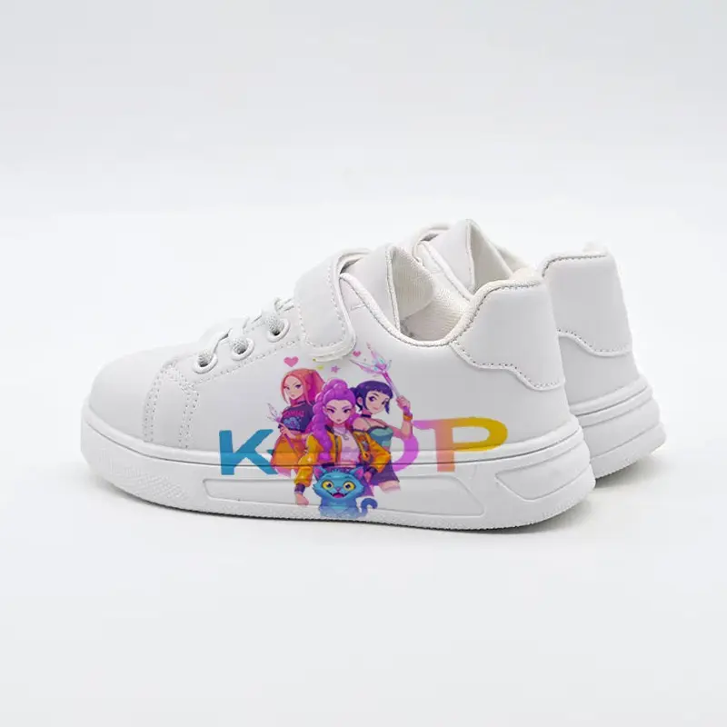 Girls' Pink-White 6-7 Theme Cartoon 2D Flat Print Casual Trainers, 1pc, for Daily Wear & Leisure Outings