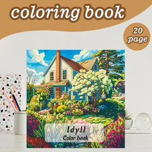 Rural Pastoral Coloring Book, Stress-Relieving Design, 7.9in X 7.9in, Thick Paper, Hand-Drawn Patterns, Perfect Gift for Adults and Teens