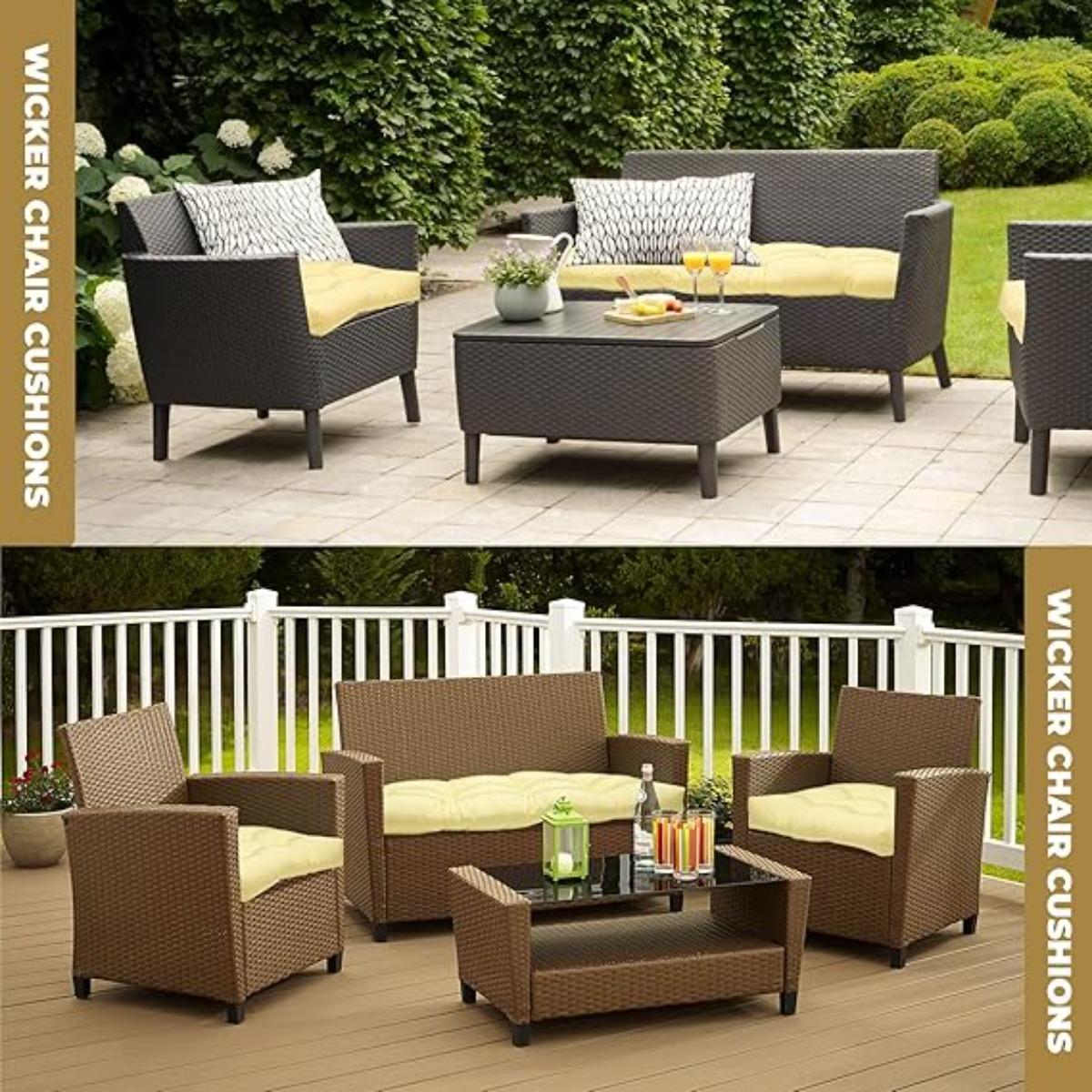 Collection 3 Pieces Rattan Cushions Replacement Cushion Set for Outdoor Furniture Patio Sofa Garden chair - Water Resistant, Lightweight and Durable (Beige)