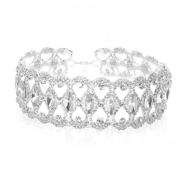 Luxury CZ Lattice Choker Necklace, Gold Plated Statement Choker, Formal Evening Jewelry for Women