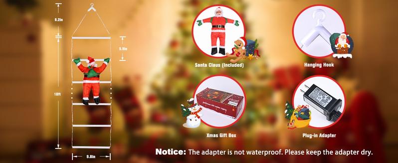 2.5ft/10ft Santa Claus for Staircases (Static Santa Design with Lighted Stairs) It is easy to install and durable, suitable for holiday decoration in indoor and outdoor spaces, gardens, courtyards, etc., and an excellent choice for Christmas gifts