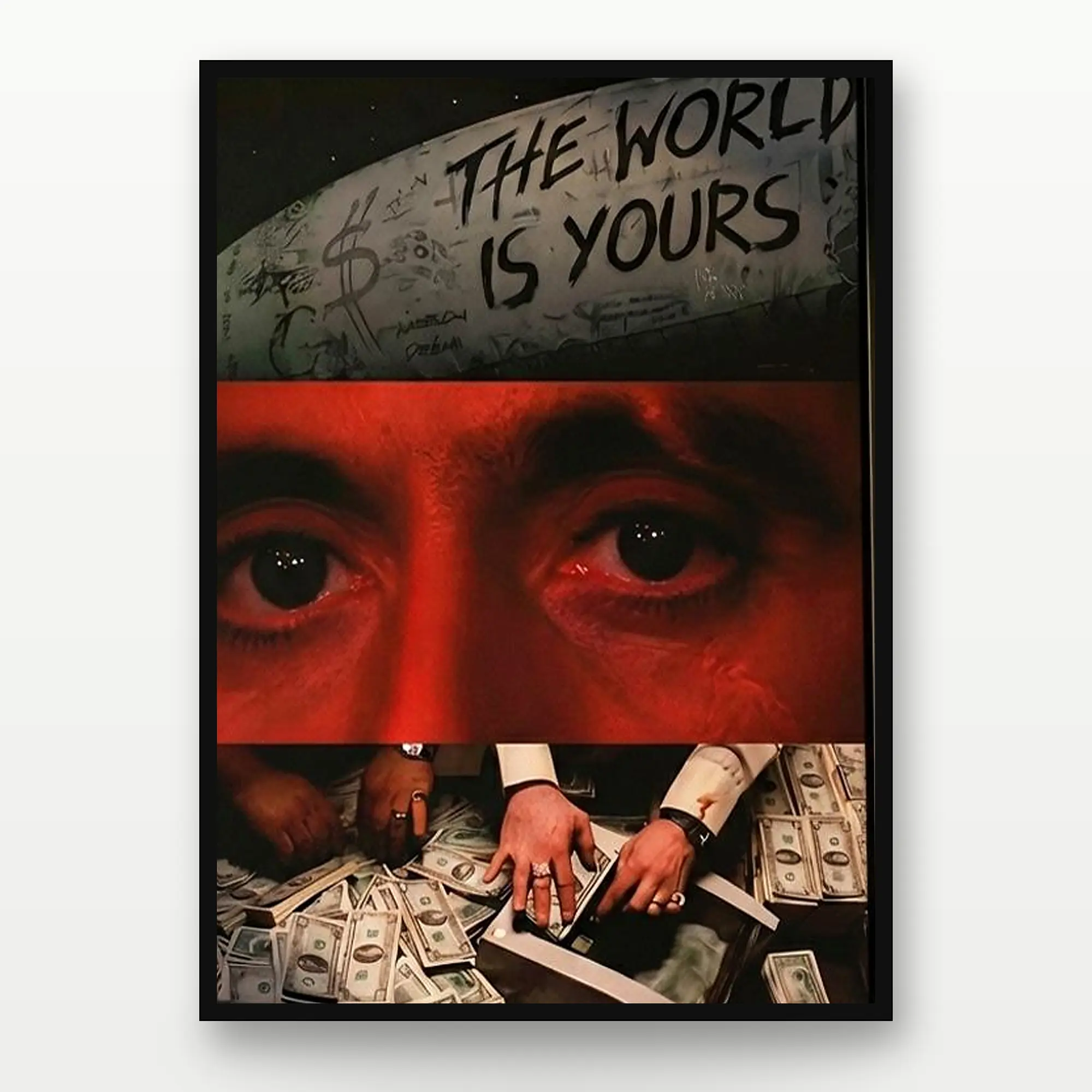 The World Is Yours Framed Poster, Motivational Quote Canvas Wall Art, Wooden Frame Printed Canvas Decor for Office Study Living Room Man Cave