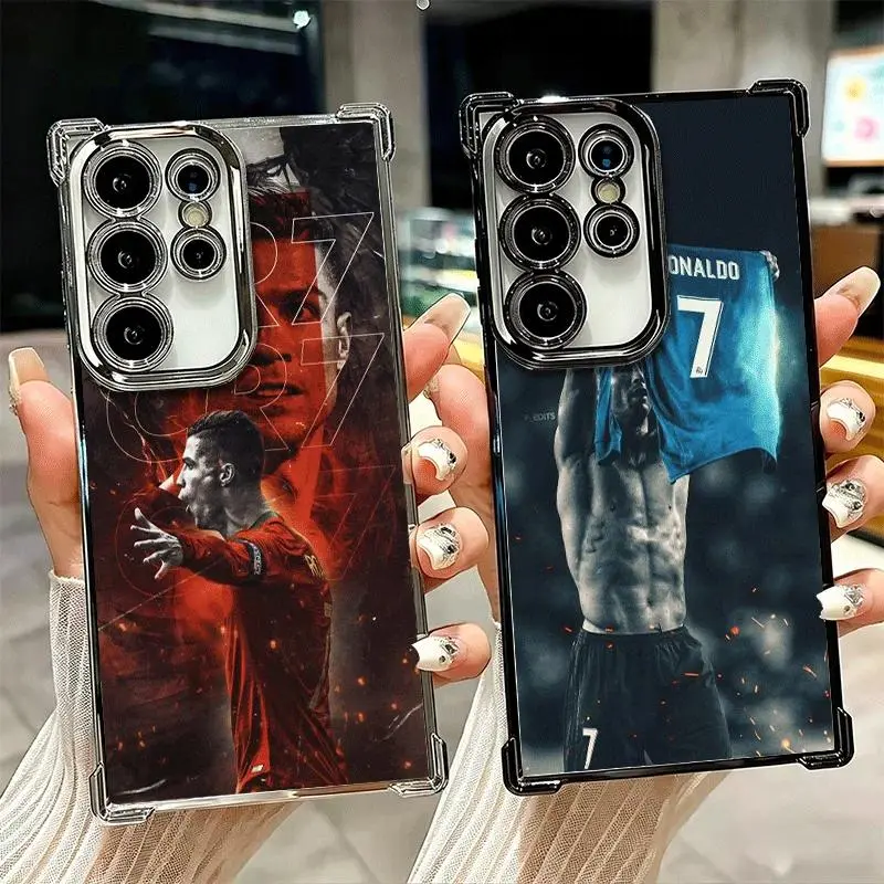 Customized Silicon-TPU Soft Football Star C-CR7 Plating Cellphone Cover & Casing, Protective Mobile Phone Accessories For Samsung Galaxy S26 Ultra, S25 Edge, S24 FE, S23 Plus, S22