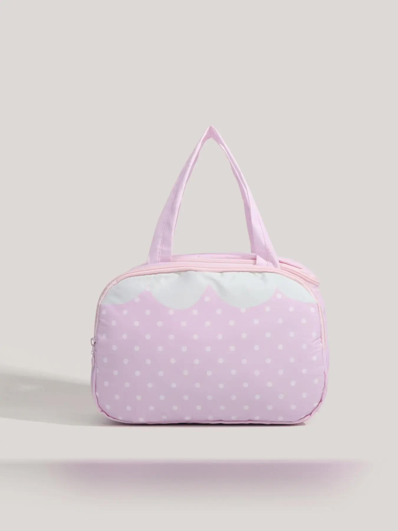 Girls' Heart Dot Makeup Bag, Layered Design Waterproof, Portable Travel Cosmetic Bag, Skincare Organizer, All Seasons Casual Style