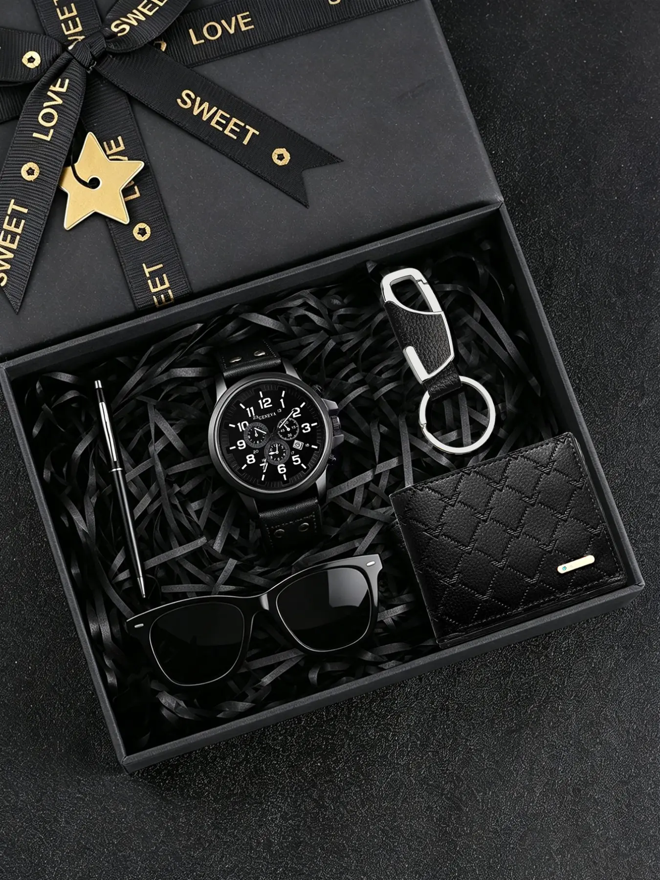 Men's Casual PU Leather Quartz Watch Set, Round Face, Hardlex Glass, Zinc Alloy Case, Gift Box, Ideal for Daily Use, Travel, Parties