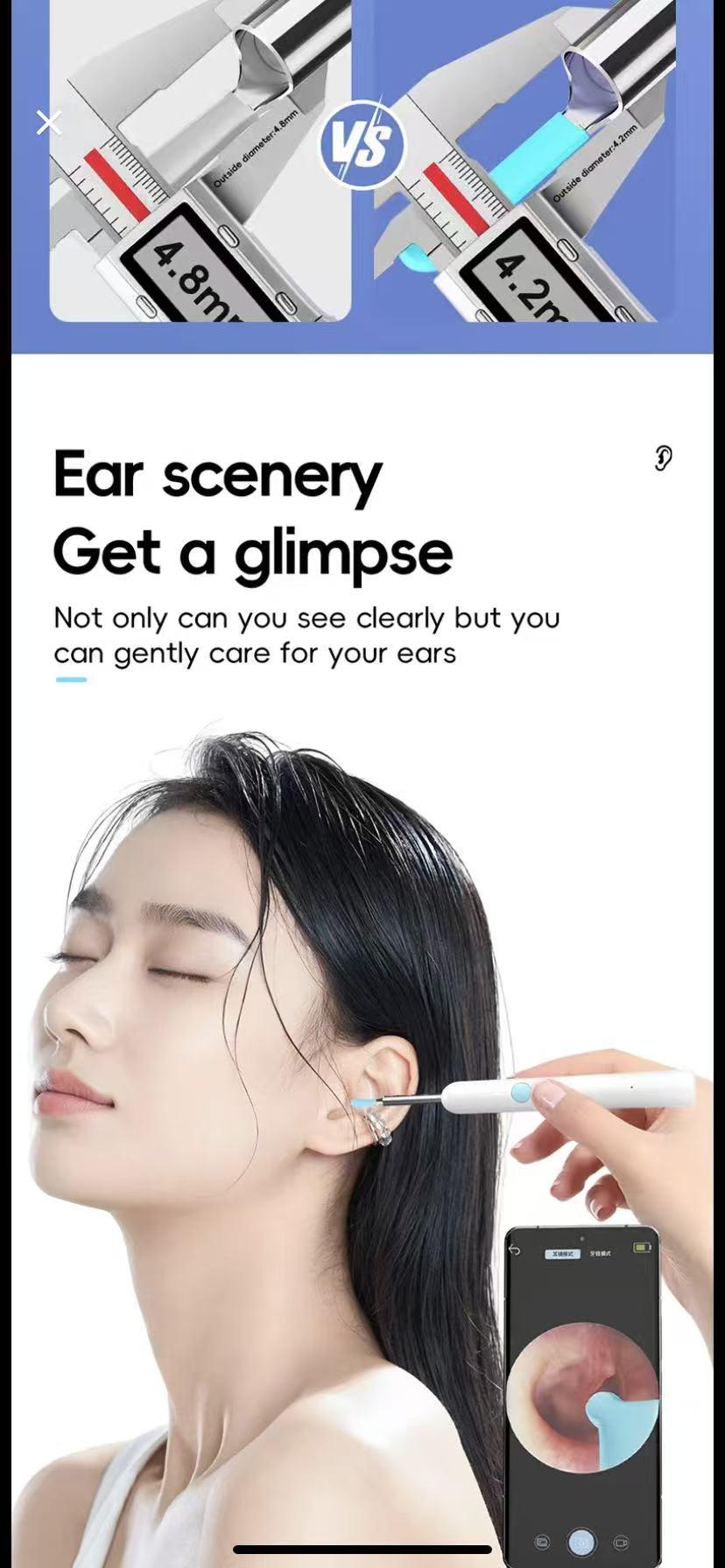 Ear Wax Removal Tool, Otoscope with 1920P HD Camera, with 7pcs Set of Metal Ear Spoons, with 6 LED Lights for iPhone iPad Android Smart Phone, Perfect Gift for Men and Women - Ideal Mother's Day Gift for Mom & Family earwax cleaner soft silicone tip kit