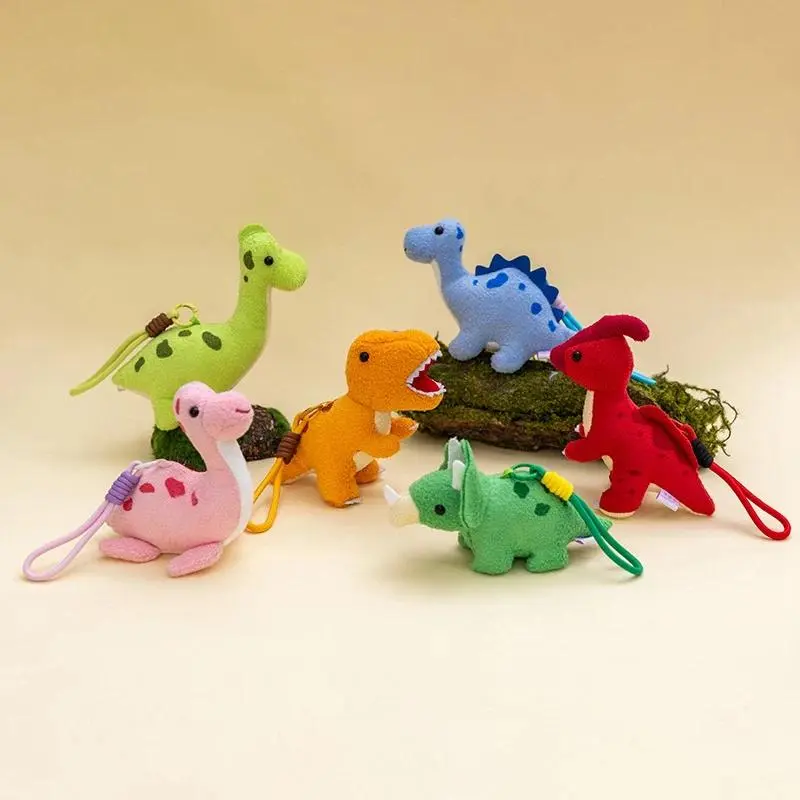 17cm Dinosaur Plush Pendant Stuffed Cartoon Animal Keyring Tyrannosaurus rex Tanystropheus Keychain Kids Xmas Birthday Gifts