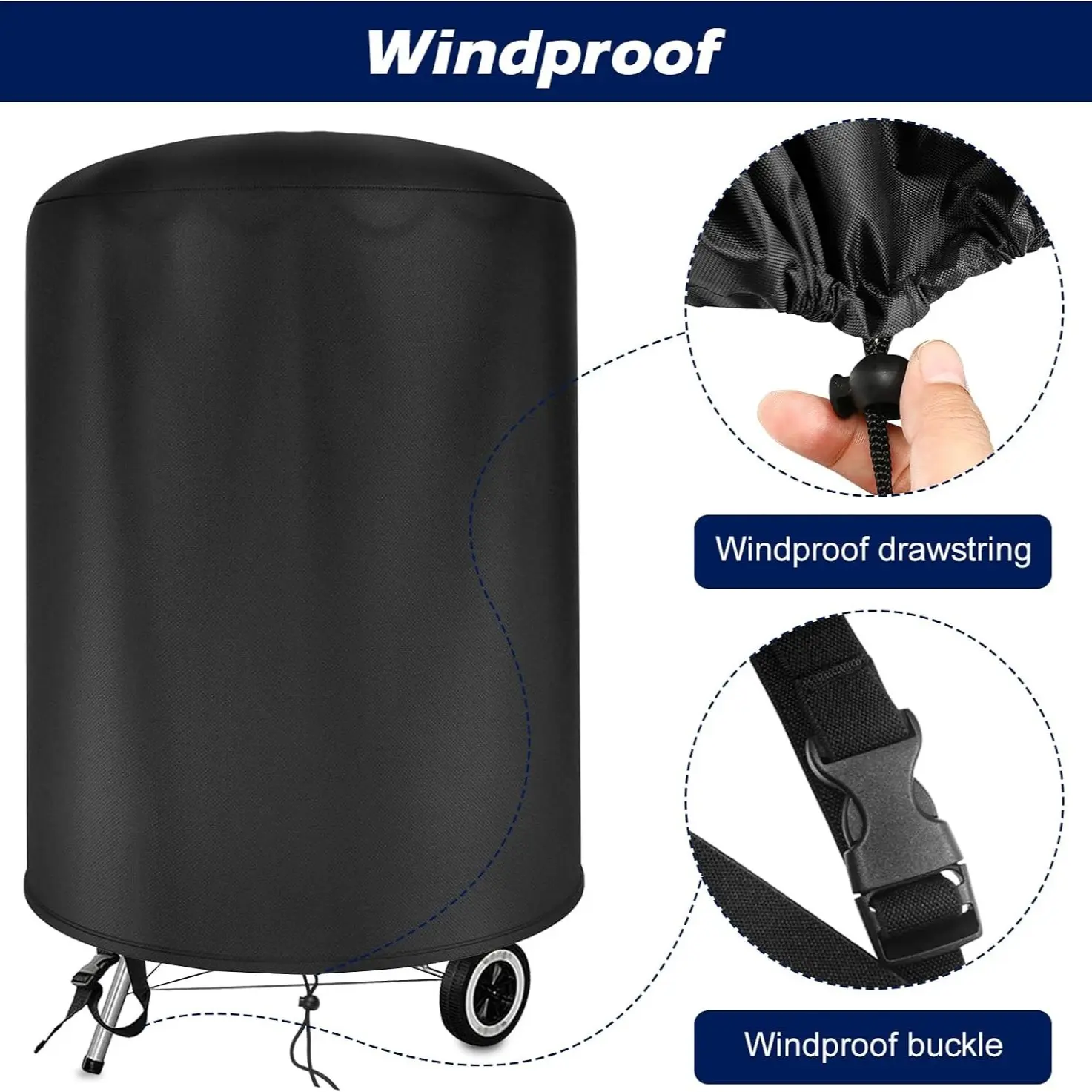 Weber 18 Inch Charcoal Kettle Grill Cover, 420D Oxford Waterproof Material, Durable Design for Outdoor Use, Perfect Fit for Your BBQ