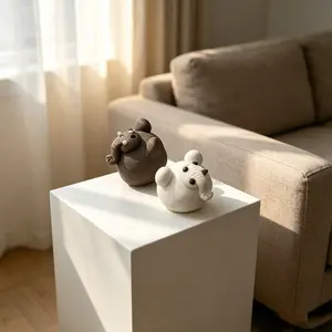 Handmade Ceramic Elephant Figurine, Cute Fat Elephant Desk Decor, Style Home Decoration, Office Stress Relief, Birthday Gift for Girls