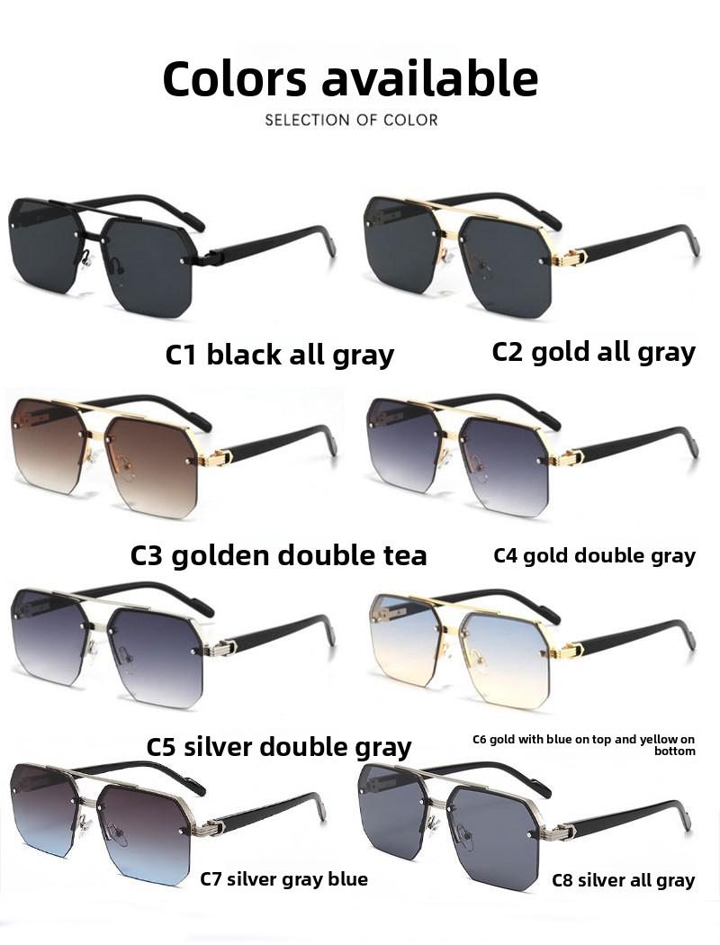 Large-face slimming high-end half-frame sunglasses for men, UV protection, new model for driving