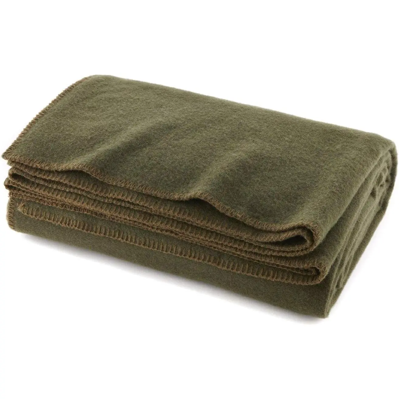 Olive Drab Green Fire Retardant Wool Blanket, 66" x 90" - Warm US Military Style, 80% Wool