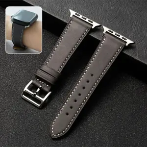 2026 New Ultra Thin Genuine Cowhide Leather Apple Watch Band, Soft Breathable Replacement Strap for 38/40/41mm, Compatible with Series1-8 & SE, Premium Daily Casual Wrist Accessory