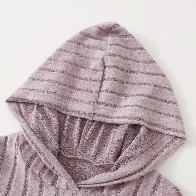 4-piece girls' autumn rib knit hooded pullover casual slim and comfortable trousers suit 3-12-year-old children's elegant skin-friendly simple knitted children's wear