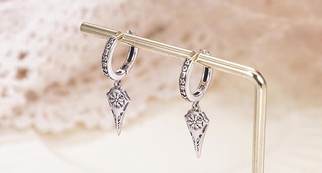 925 Sterling Silver Viking Earrings for Men Women Viking Raven/Spike/Celtic Knot/Tree of Life Drop Huggie Hoop Stud Ear Cuff Earrings Norse Viking Runes Jewelry Gifts good luck jewelry   ear  gauges men woman gift california  jewelry divine  jewelry