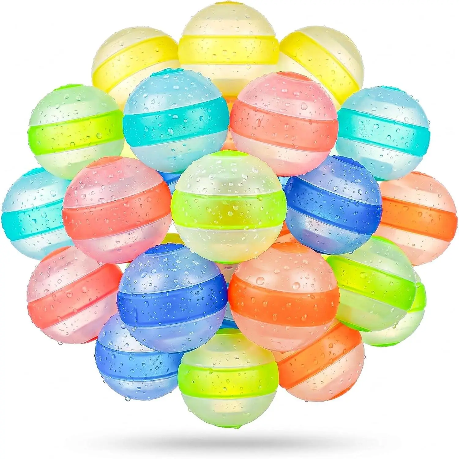 24 Pcs Reusable Water Balloons, Pool Beach Water Toys for Kids, Refillable Water Balloons, Non-magnetic, Quick Fill, Self-seal, Soft Silicone Water Ballons - Outdoor Summer Toys for Kids Ages 3-12