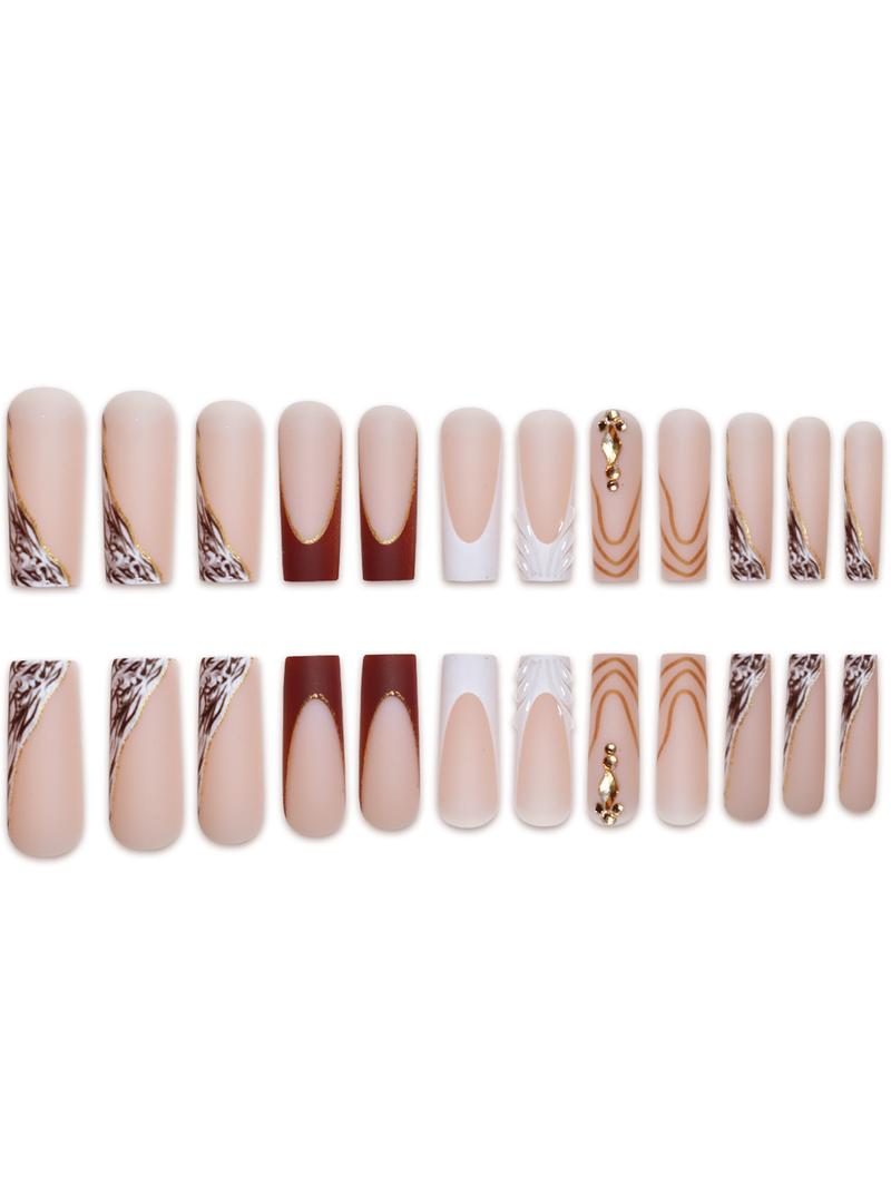 Cross-Border Hot Sale Square Fake Nails French White Edge Gradient Sparkling Rhinestone Wearable Nail Tips Finished Wholesale