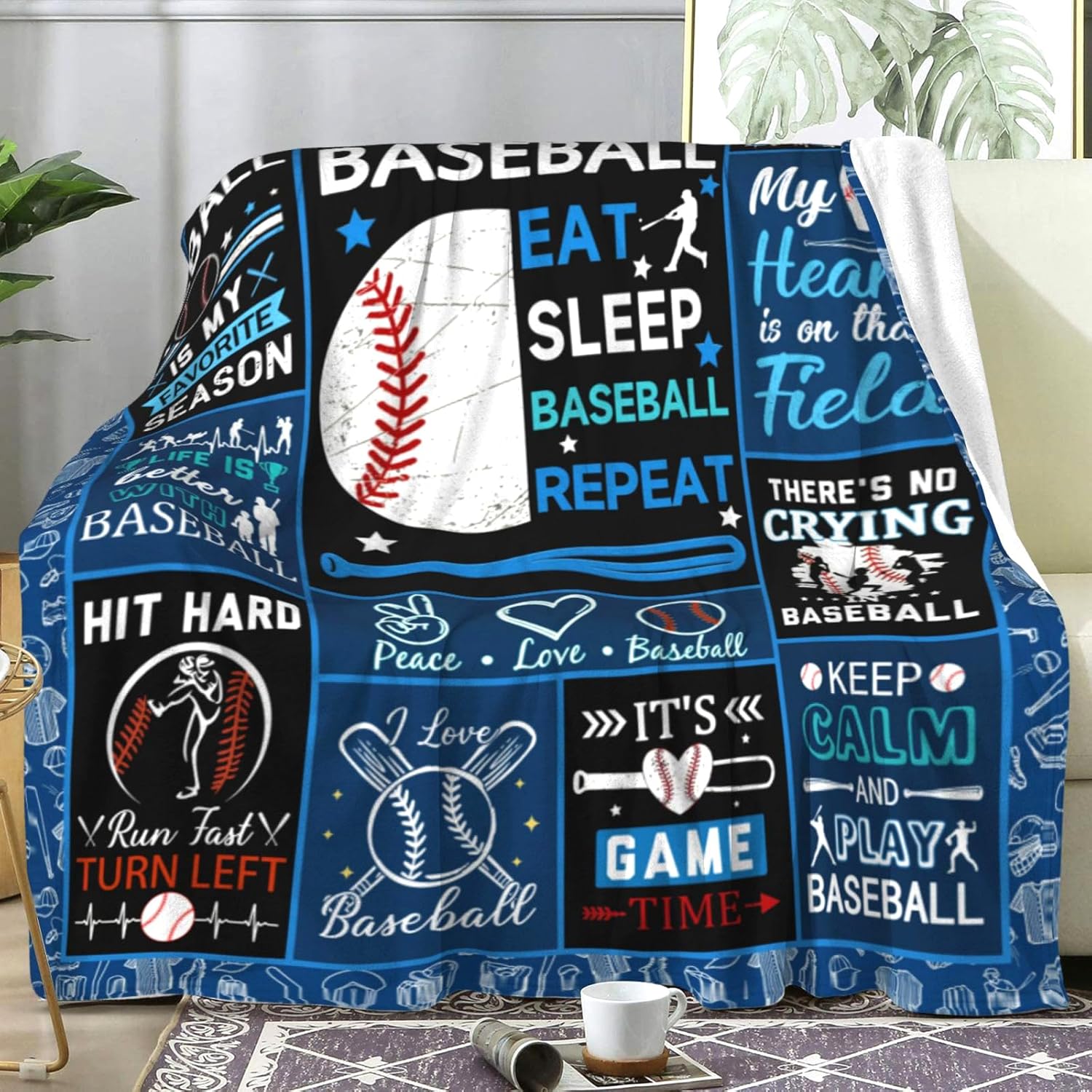 Baseball Blanket Gifts for Boys Men,Baseball Stuff Sports Throw Blankets,Unique Baseball Lover Gift for Baseball Players Team Fan Coach 50"X40"