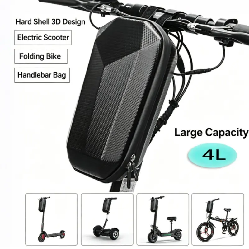 Three-Layer Hard Shell Bike Bag, Waterproof Shockproof Durable, 3L/4L Capacity, Fits Electric Scooters & Bicycles, Secure Storage