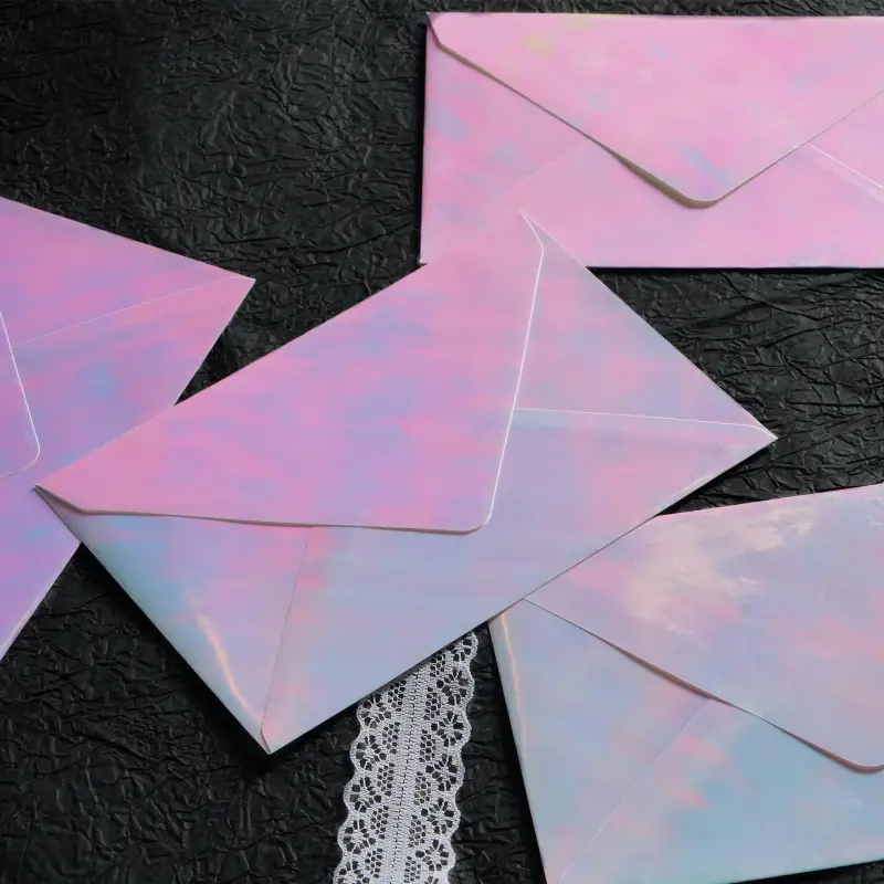 Gradient Laser Paper Envelope, High-End Invitation Card, Ins-Style Flashy Mailing Letter, Greeting Card, Cross-Border Envelope