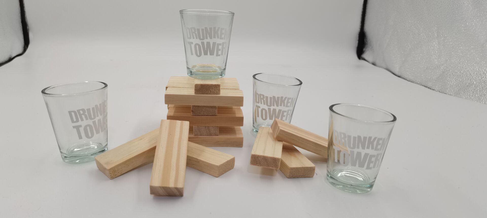 Drunken Tower Drinking Game with Shot Glasses, Stacking-tower game,Fun Stacking Challenge for Party, Holiday, and Game Night