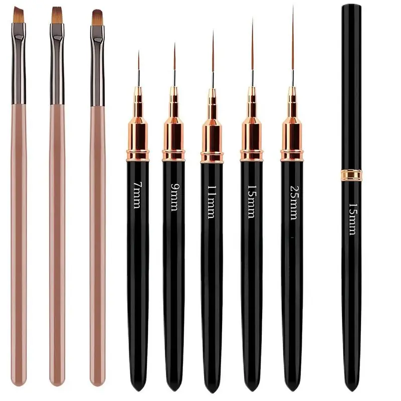 8PCS Nail Art Brush Set, Fine Detail Liner & Gel Builder Brushes for DIY Manicure, Nail Painting, Gel Polish Design & Salon Use