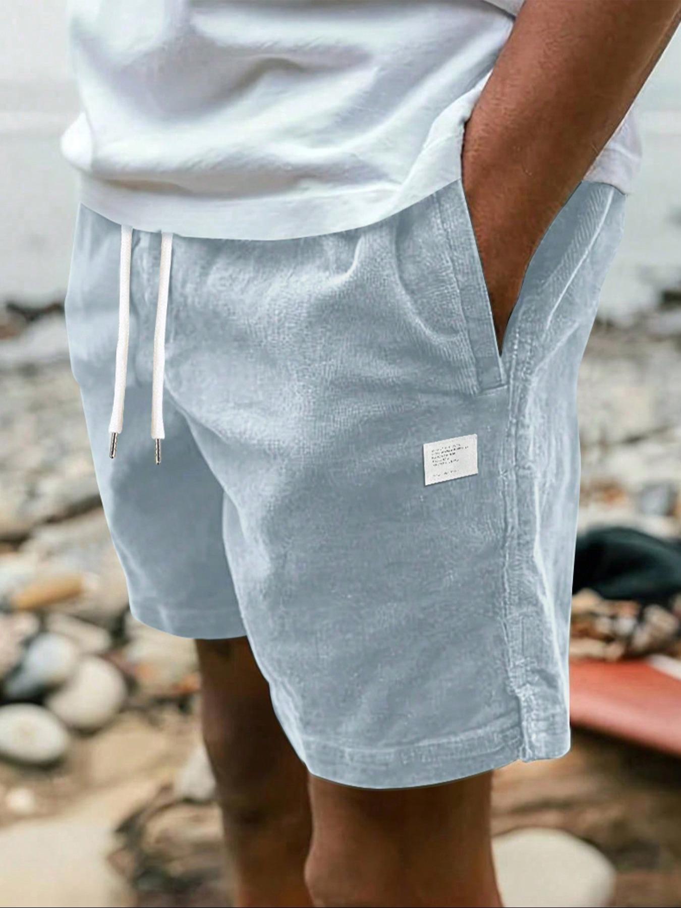Men's Regular Fit Solid Color Corduroy Shorts, Casual Comfy Breathable Shorts for Summer, Men's Bottoms for Daily Wear, Outdoor Shorts, Casual Fashion Shorts