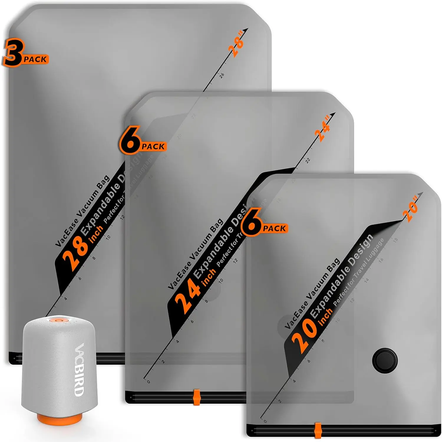Pump Travel Bags Set - Saver Bags for Travel & Home - Vacuum Compression Packing Seal for Clothes,, Seasonal 15 Combo Set