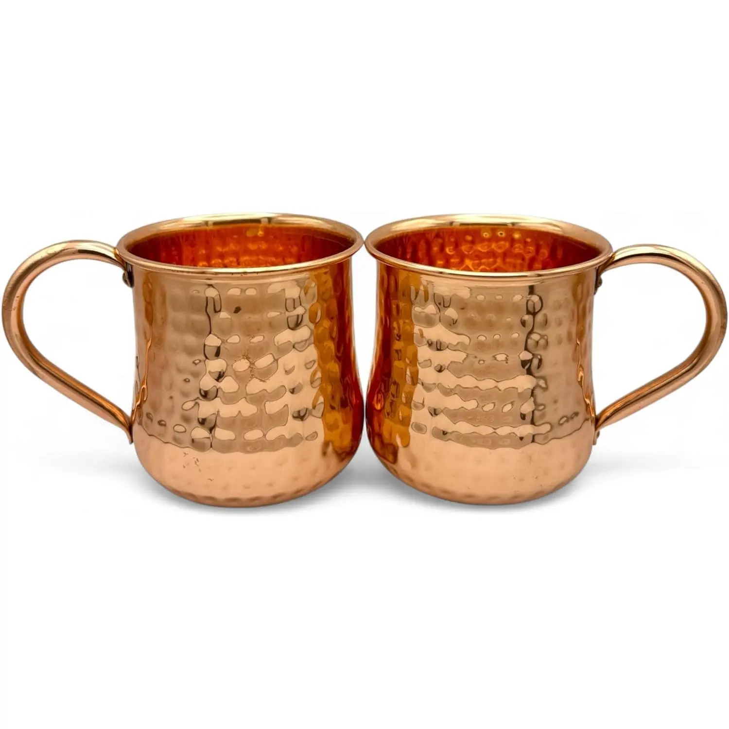 Handcrafted Solid Copper Moscow Mule Mugs Hammered Finish Riveted Handles 16 oz Set of 2 No Interior Lining for Authentic Taste