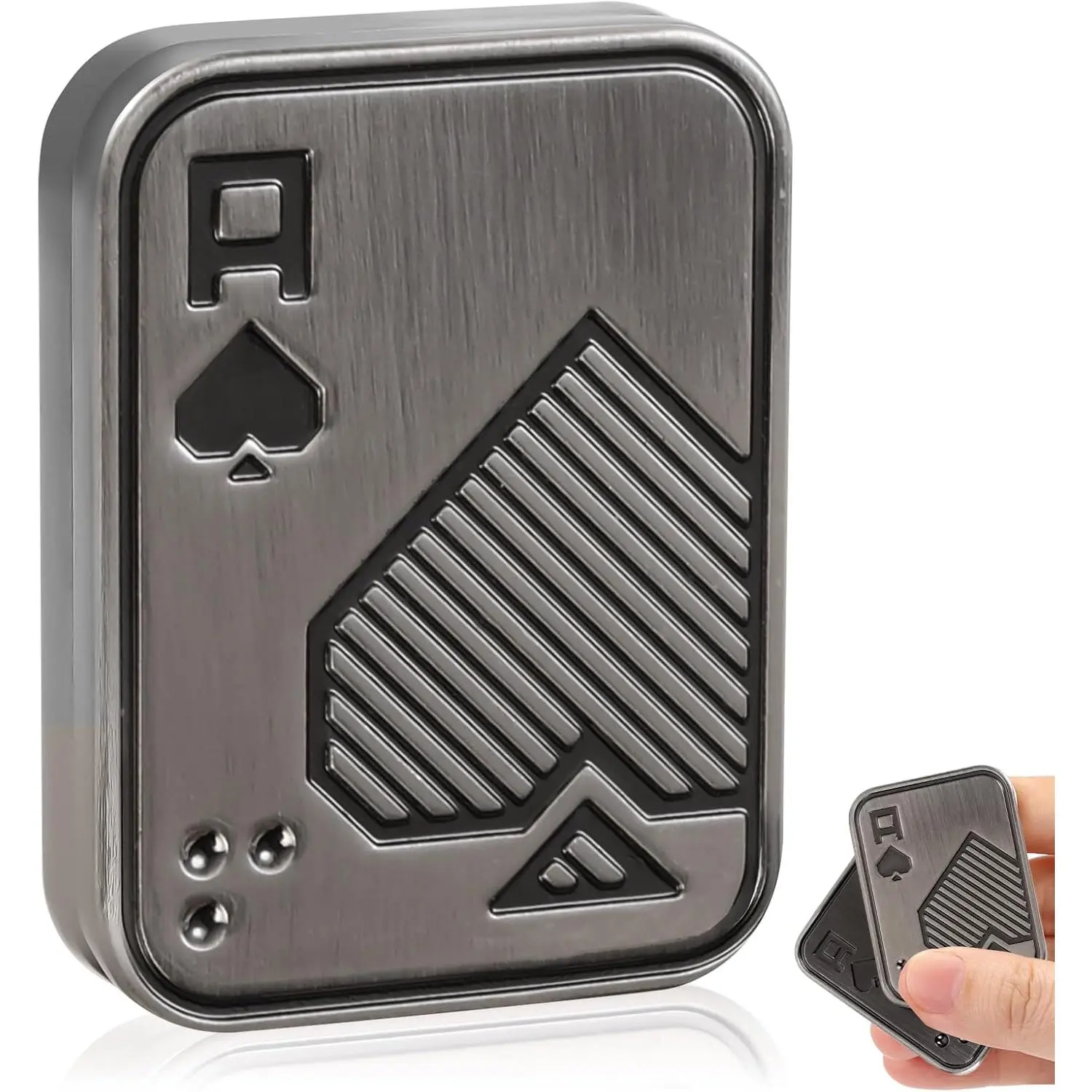 Fidget Slider, Metal Poker Push Card, Fidget Clicker, Fidget Toys for Adults, Relieve Stress Anxiety ADHD, Gift for Boyfriend, Husband and Father (Sliver A)fidget toys