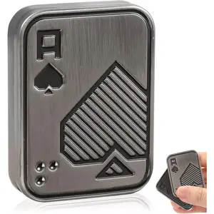 Fidget Slider, Metal Poker Push Card, Fidget Clicker, Fidget Toys for Adults, Relieve Stress Anxiety ADHD, Gift for Boyfriend, Husband and Father (Sliver A)fidget toys
